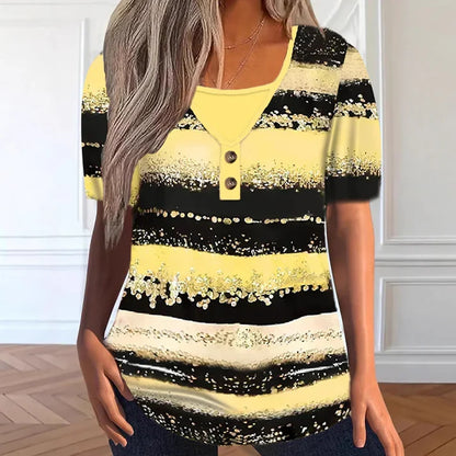 Mira - Camiseta henley estampada de estilo diario