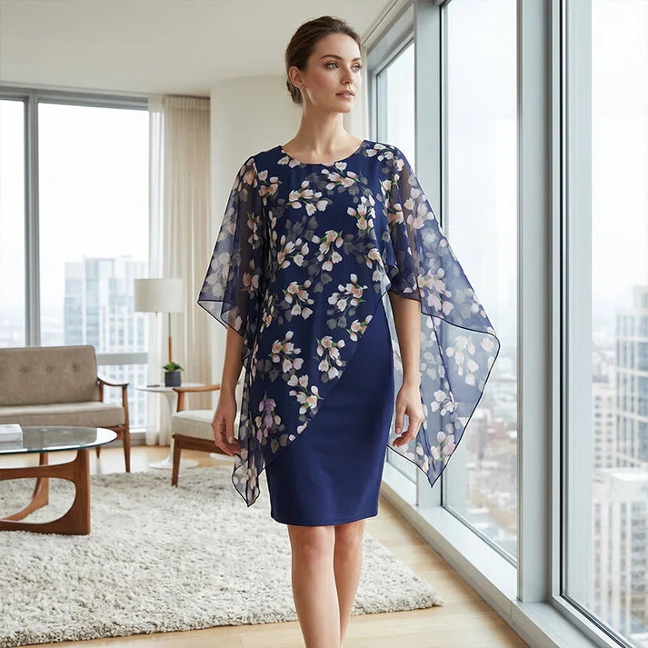 Valeria - Vestido floral con capa de gasa elegante