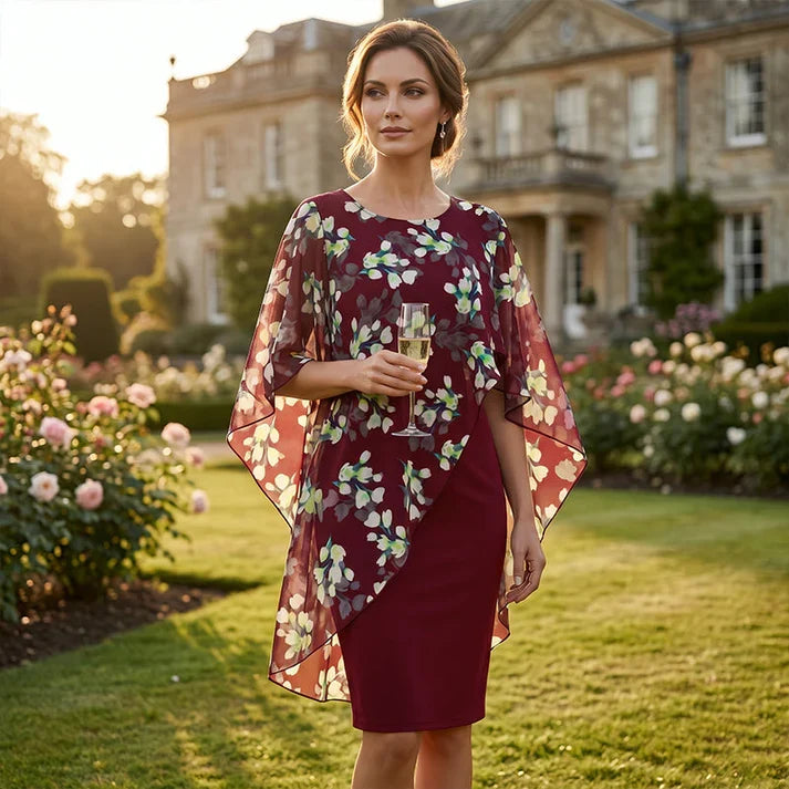 Valeria - Vestido floral con capa de gasa elegante
