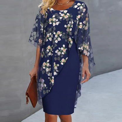 Valeria - Vestido floral con capa de gasa elegante