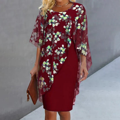 Valeria - Vestido floral con capa de gasa elegante