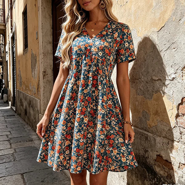 Mara - Vestido de verano floral con escote de pico