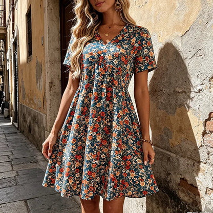 Mara - Vestido de verano floral con escote de pico