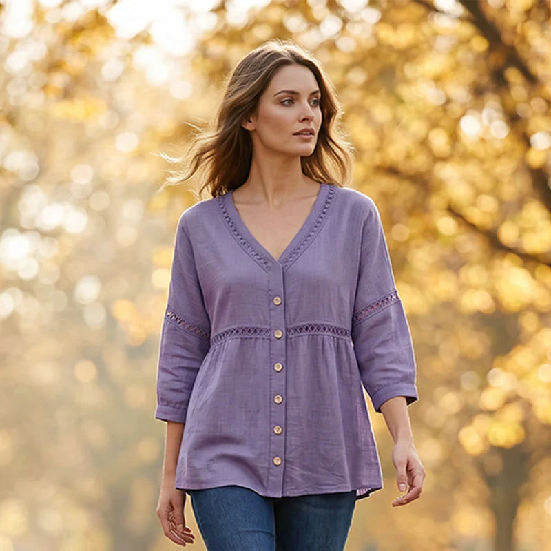 Sofía - Blusa lisa con botones
