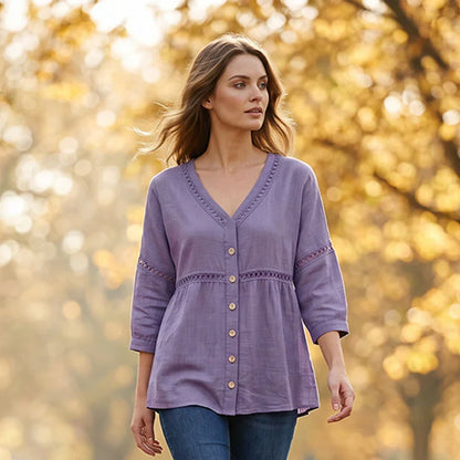 Sofía - Blusa lisa con botones