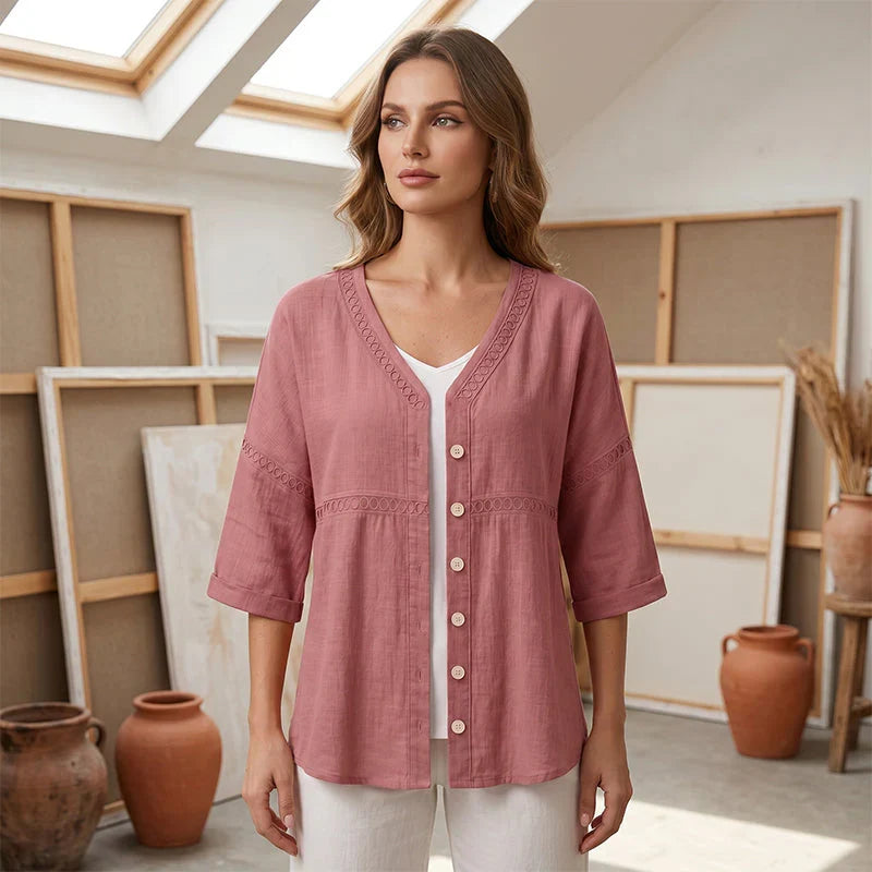 Sofía - Blusa lisa con botones