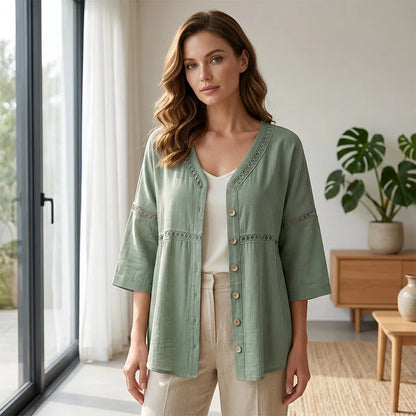 Sofía - Blusa lisa con botones