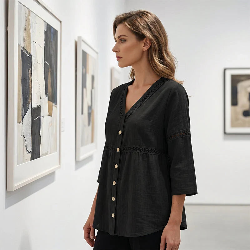 Sofía - Blusa lisa con botones