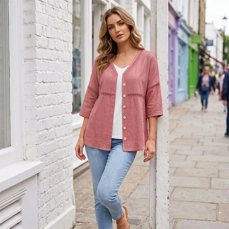 Sofía - Blusa lisa con botones