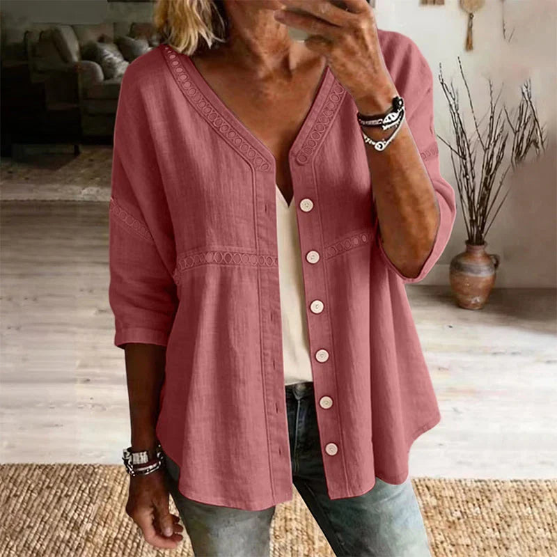 Sofía - Blusa lisa con botones