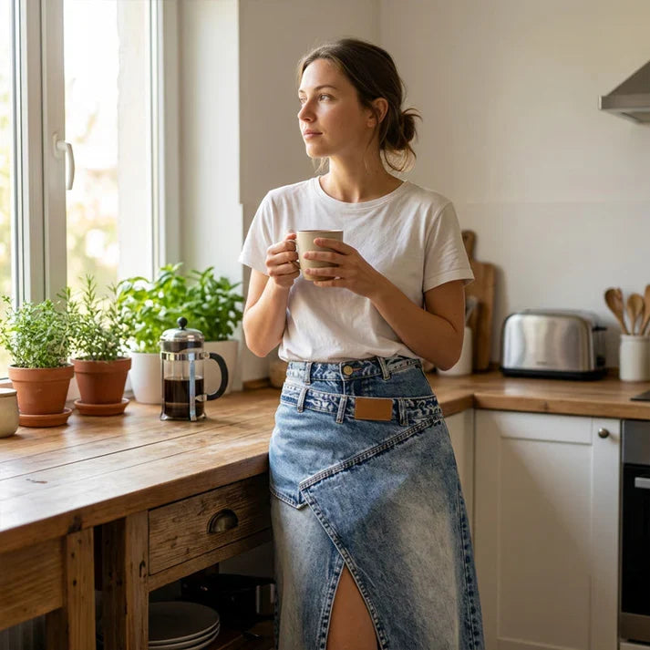 Violeta - Falda denim asimétrica