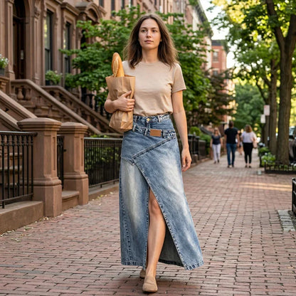 Violeta - Falda denim asimétrica