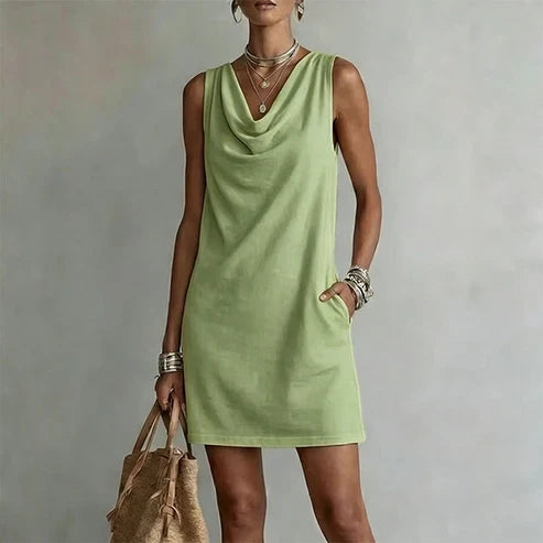 Alicia - Vestido elegante con escote drapeado
