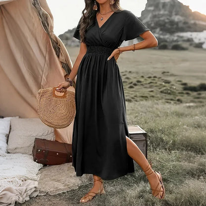 Lina - Vestido largo con escote de pico
