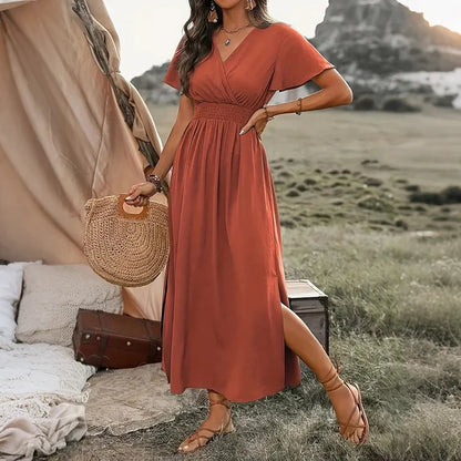 Lina - Vestido largo con escote de pico