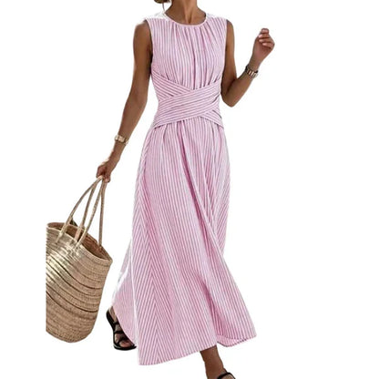 Casiana - Vestido con motivo de rayas con cintura cruzada