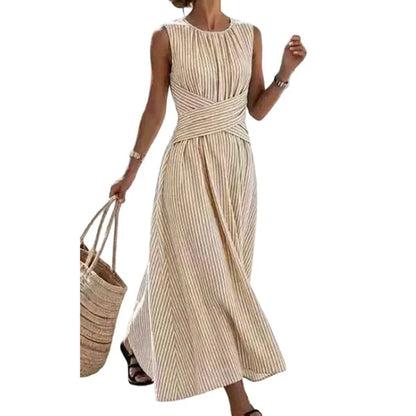 Casiana - Vestido con motivo de rayas con cintura cruzada