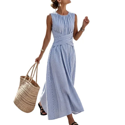 Casiana - Vestido con motivo de rayas con cintura cruzada