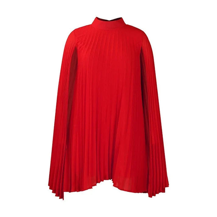 Ariel - Vestido de textura plisada con mangas capa