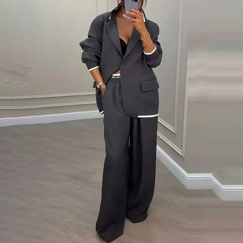 Nadia - Conjunto sastre con blazer y pantalón de línea amplia