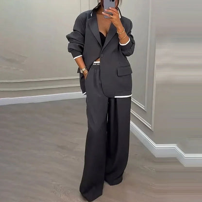 Nadia - Conjunto sastre con blazer y pantalón de línea amplia