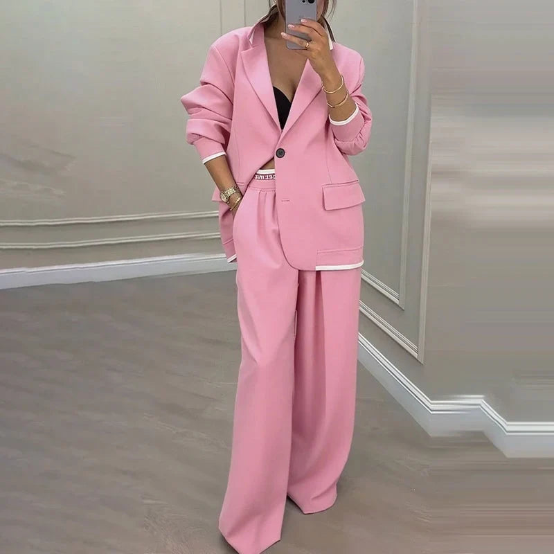 Nadia - Conjunto sastre con blazer y pantalón de línea amplia