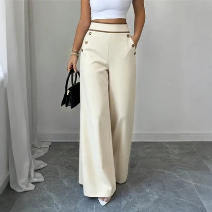 Ariadna - Pantalón de tiro alto con acabados a contraste