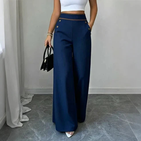 Ariadna - Pantalón de tiro alto con acabados a contraste