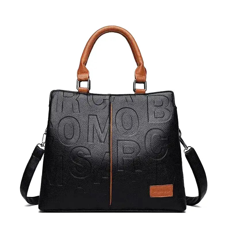 URANIE - Bolso Grande en cuero suave resistente con asa y bandolera - Marrón - CARMEN VELVET