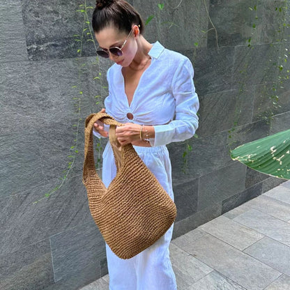 Malena - Bolso hobo de paja de gran capacidad | CARMEN VELVET