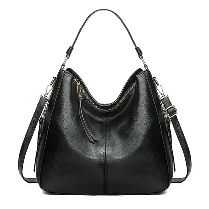 YUDITH - Bolso grande bandolera en cuero - Negro - CARMEN VELVET
