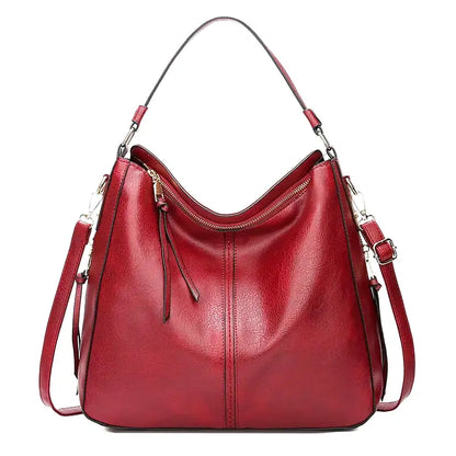 YUDITH - Bolso grande bandolera en cuero - Rojo - CARMEN VELVET