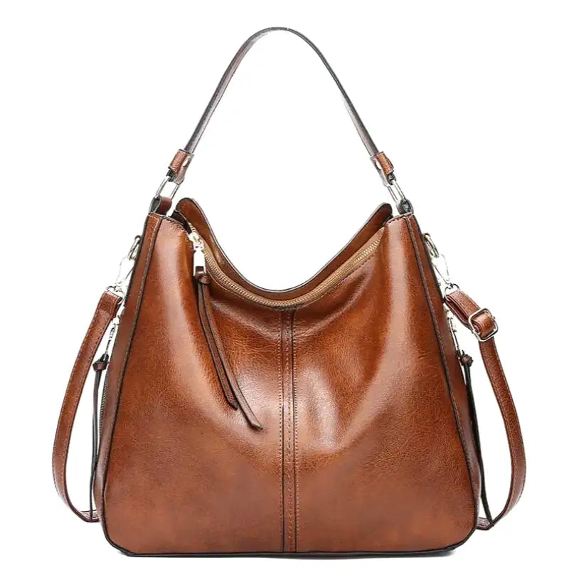 YUDITH - Bolso grande bandolera en cuero - Marrón - CARMEN VELVET