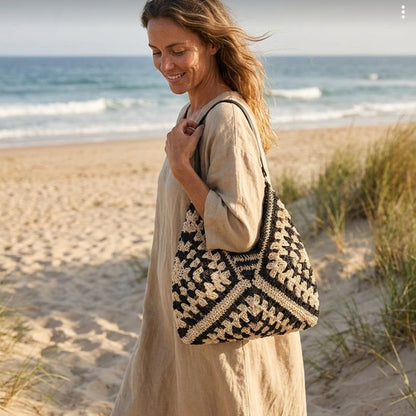 Mariela - Bolso de hombro tejido con diseño bicolor | CARMEN VELVET