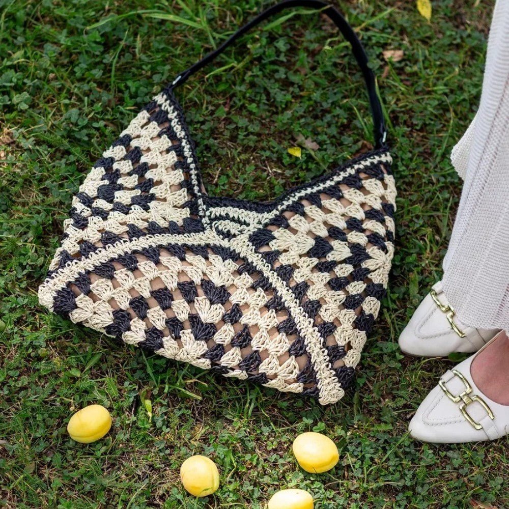 Mariela - Bolso de hombro tejido con diseño bicolor | CARMEN VELVET