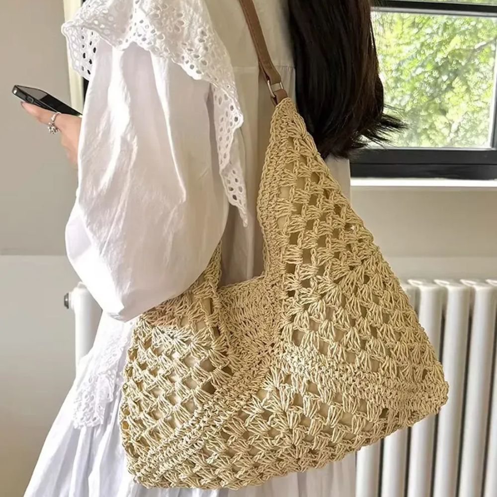 Mariela - Bolso de hombro tejido con diseño bicolor | CARMEN VELVET