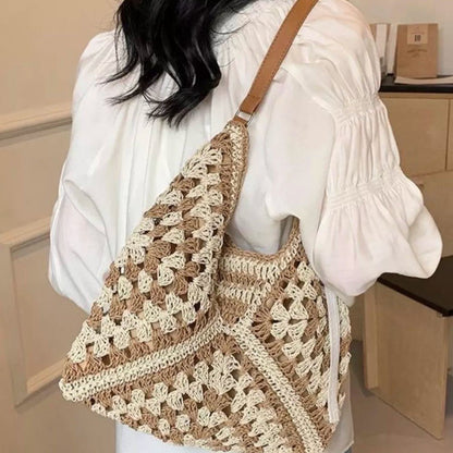 Mariela - Bolso de hombro tejido con diseño bicolor | CARMEN VELVET